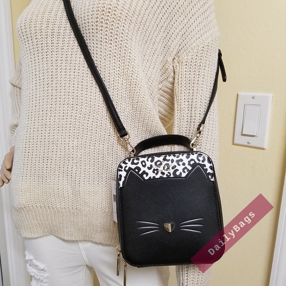 NWT KATE SPADE DAISY MEOW CROSSBODY BLACK LEOPARD WHITE WKR00600 100% AUTHENTIC - Picture 7 of 13